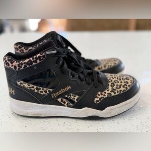 Reebok Kids' Black and Leopard Print Sneakers